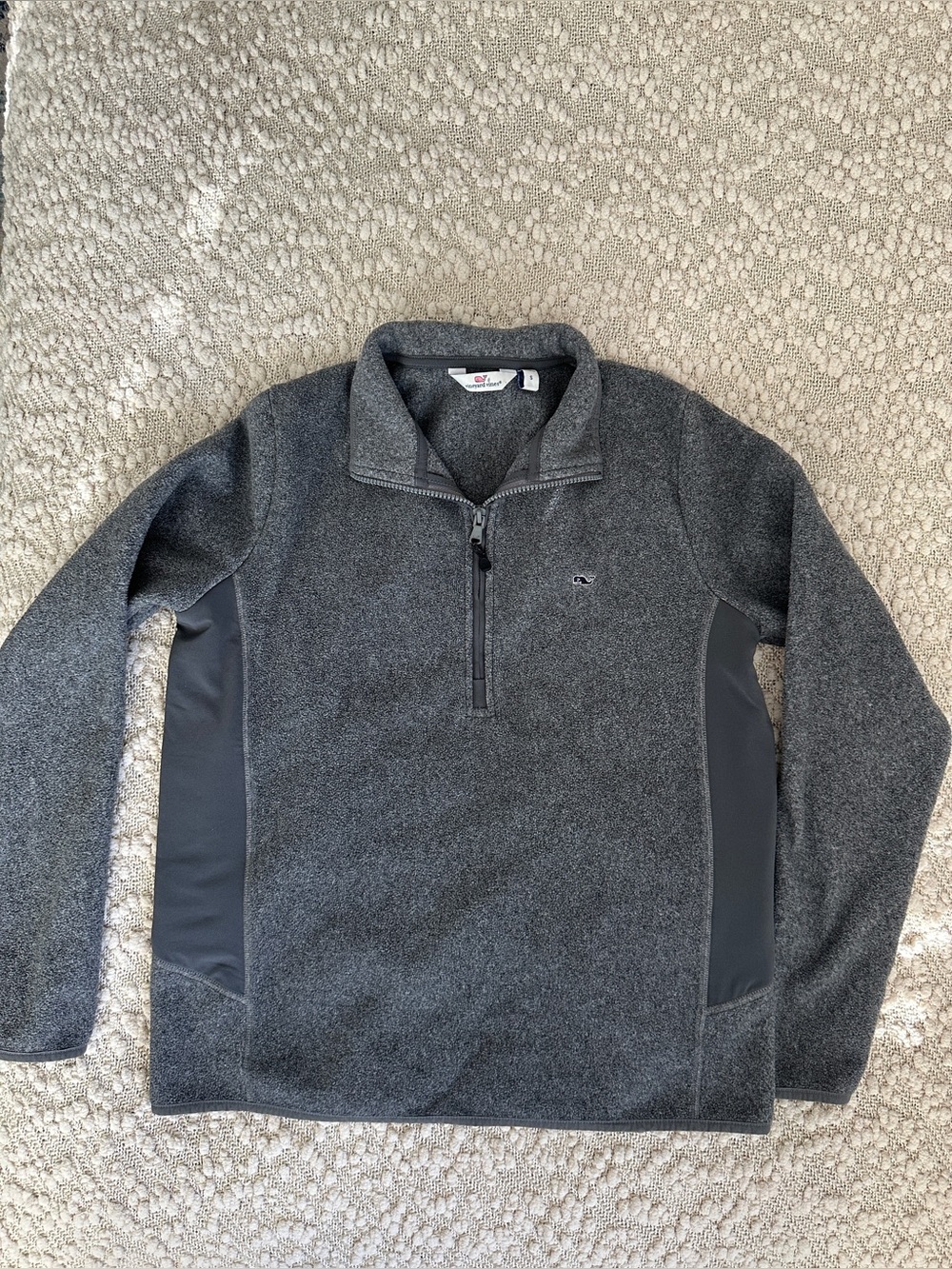 Vineyard Vines Mountain Sweater Fleece Quarter Zip Pullover Gray Womens Small